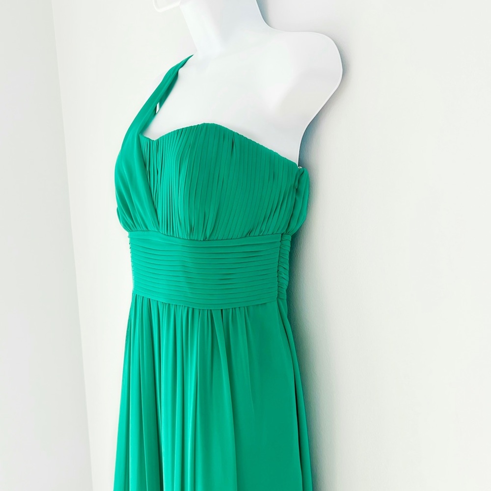 Laundry by Shelli Segal One Shoulder Long Floor Length Chiffon Dress Gown Green - Picture 4 of 16
